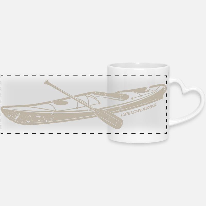 Let Love Win Kayak Print - Panoramic mug with heart handle - white