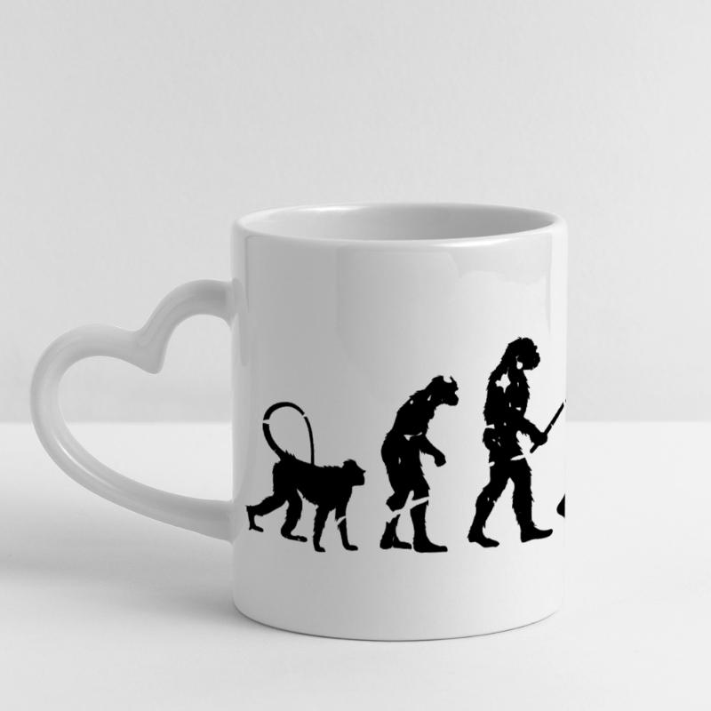 German Shepherd Evolution Panoramic mug with heart handle
