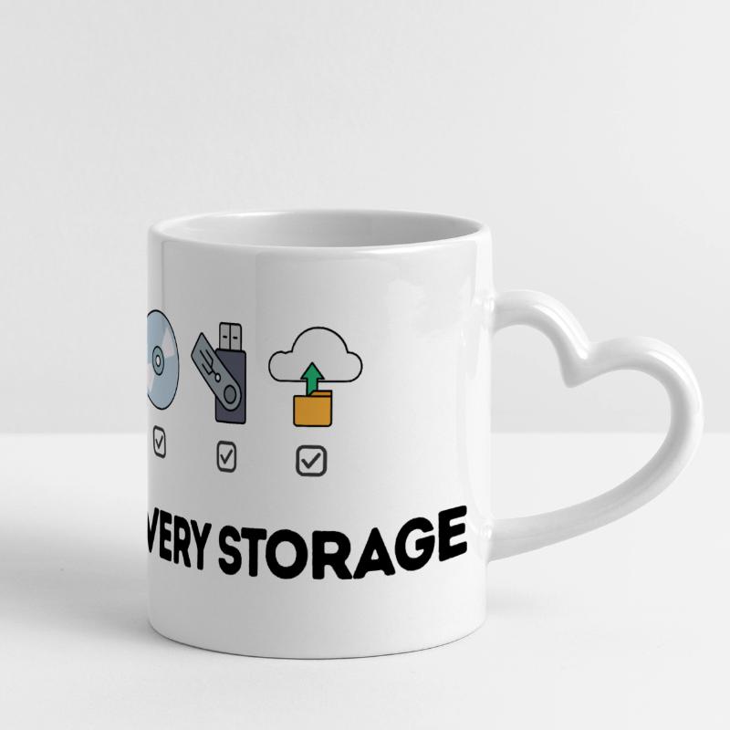 Data Storage Evolution - Tech Icons Panoramic mug with heart handle