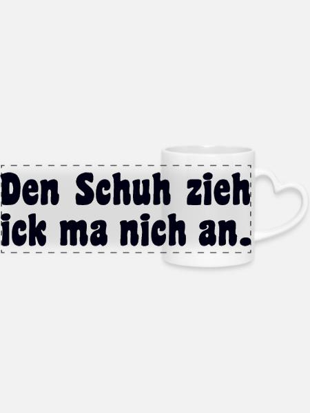 Berliner Dialekt Spruch - Panoramatasse mit Herzhenkel - Weiß