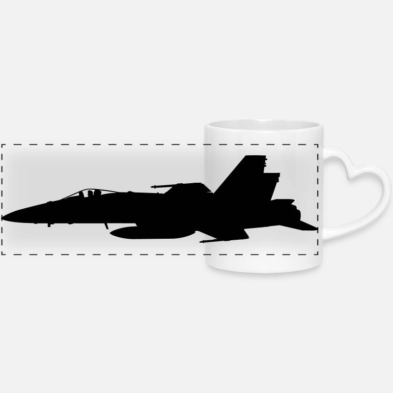 Aircraft - Panoramic mug with heart handle - white