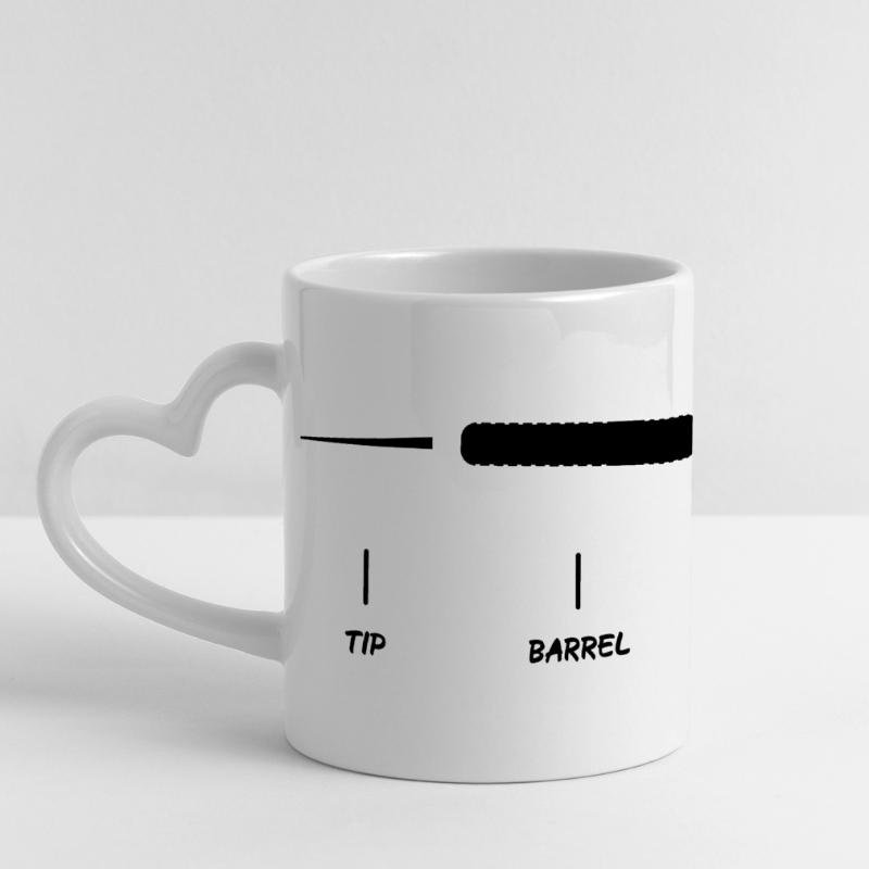 Explication de la fléchette Anatomie Conception de la fléchette Mug panoramique avec anse en forme de cœur