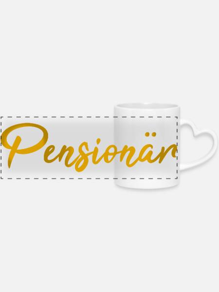 Schrift Pensionär Geschenk - Panoramatasse mit Herzhenkel - Weiß