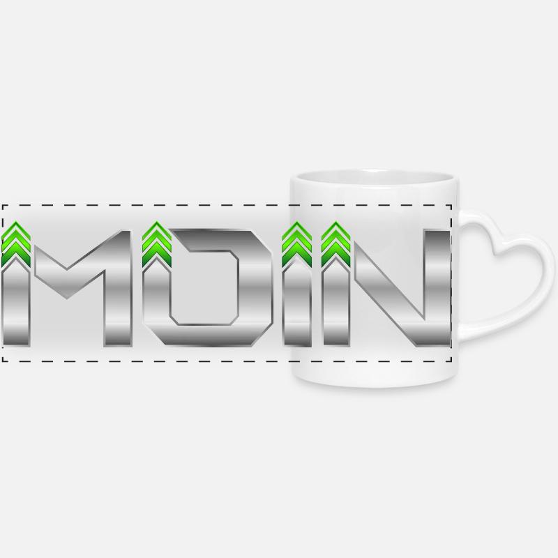 Bonjour - Mug panoramique avec anse en forme de cœur - blanc