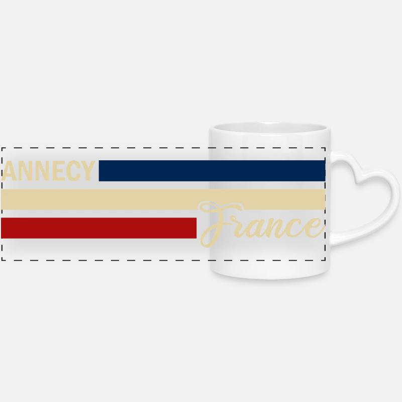 Frankrig - Annecy - Frankrig - Flag - Striber - Panoramakrus med hjertehank - hvid