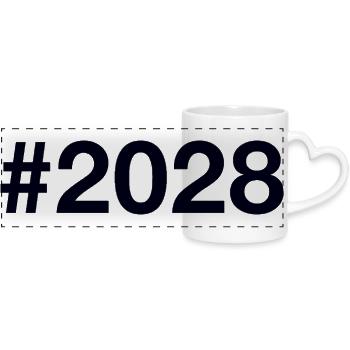 2028 Hashtag - Panoramatasse mit Herzhenkel - Weiß - Vorne