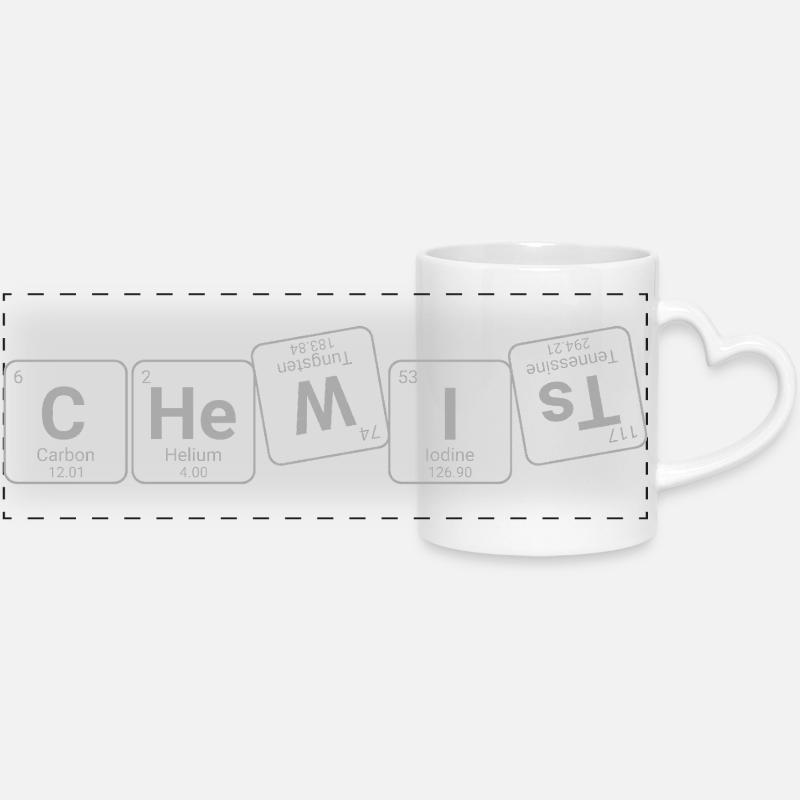 Chemist - Panoramic mug with heart handle - white