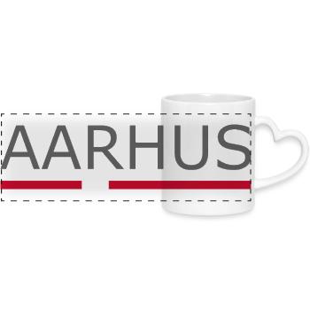 Aarhus - Denmark Flag - Dänemark - Skandinavien - Panoramatasse mit Herzhenkel - Weiß - Vorne