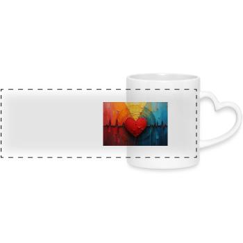 Heart Beat - Panoramic mug with heart handle - white - Front