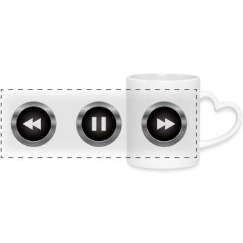 Audio control buttons - Panoramic mug with heart handle - white - Front