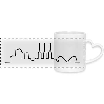 Hannover // Skyline // Silhouette // Skylineshirt - Panoramatasse mit Herzhenkel - Weiß - Vorne