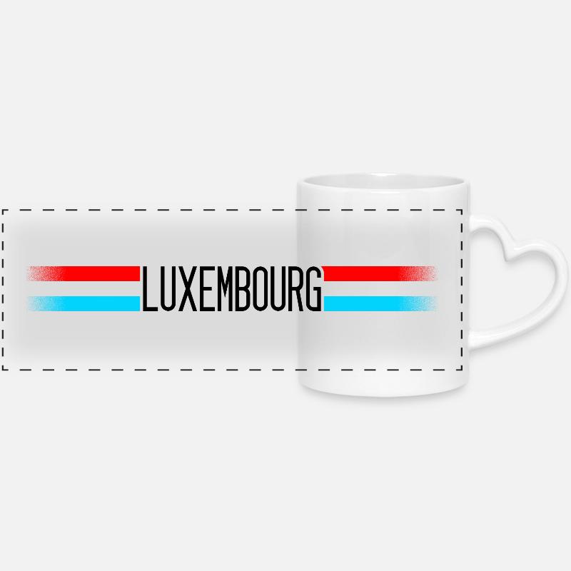 Luxembourg Drapeau / bannière 005 conceptions rondes - Mug panoramique avec anse en forme de cœur - blanc