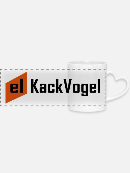 el kackvogel - Panoramatasse mit Herzhenkel - Weiß
