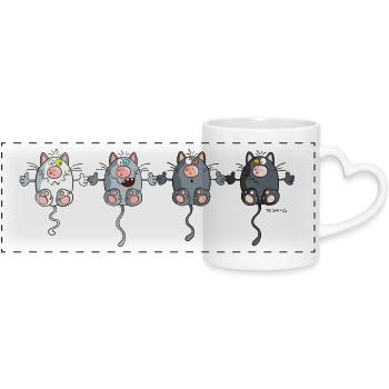 Mignon Chats - Mug panoramique avec anse en forme de cœur - blanc - Devant