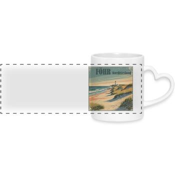Foehr Nordsee Strand - Panoramatasse mit Herzhenkel - Weiß - Vorne