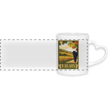 Valais Valais vineyard - Panoramic mug with heart handle - white - Front