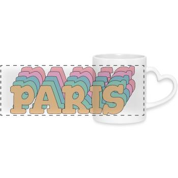 Paris – Faute de frappe pastel & style urbain - Mug panoramique avec anse en forme de cœur - blanc - Devant