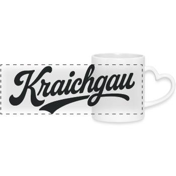 Kraichgau Region Schriftzug - Panoramatasse mit Herzhenkel - Weiß - Vorne
