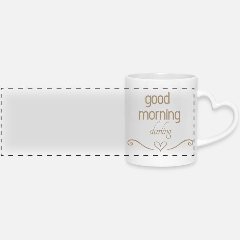 good morning darling - Panoramic mug with heart handle - white