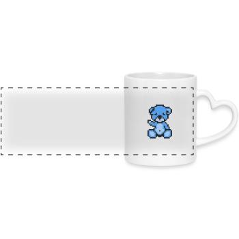 Pixel Bär Blauer Himmel - Panoramatasse mit Herzhenkel - Weiß - Vorne