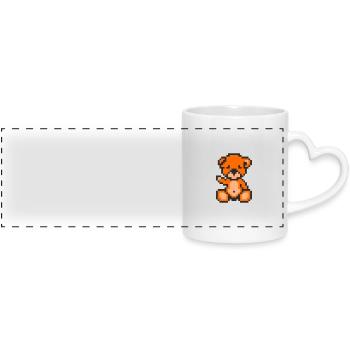 Pixel Bear Orange - Mug panoramique avec anse en forme de cœur - blanc - Devant