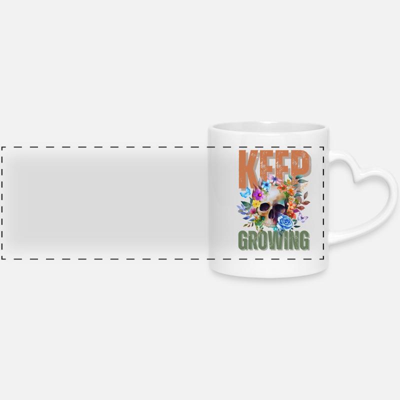 Keep On Growing - Panoramic mug with heart handle - white