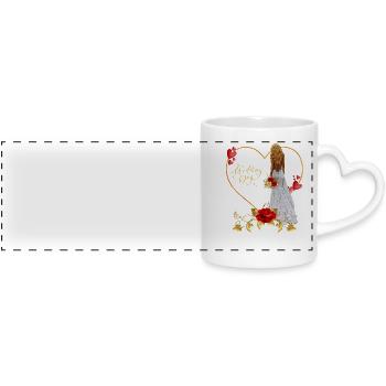 Red Rose Wedding Day - Panoramic mug with heart handle - white - Front