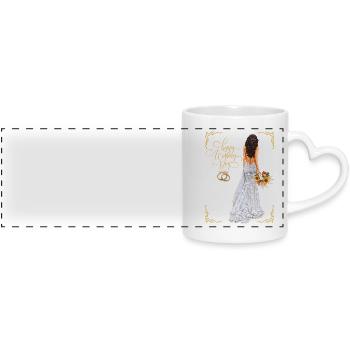 Happy Wedding Day - Panoramic mug with heart handle - white - Front