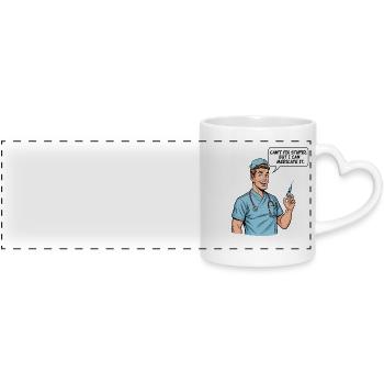 Funny Nurse Saying – Stupidity Medication - Panoramic mug with heart handle - white - Front