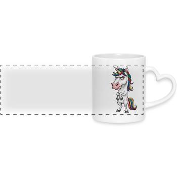 Annoyed unicorn: Bad day today! - Panoramic mug with heart handle - white - Front