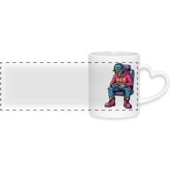 Undead Gamer: Zombie Gamer Trucker - Panoramic mug with heart handle - white - Front