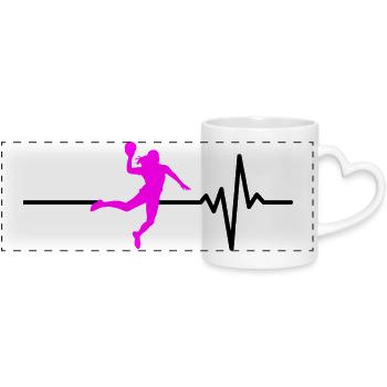 HANDBALLERIN HERZSCHLAG PINK HANDBALL ADRENALIN - Panoramatasse mit Herzhenkel - Weiß - Vorne
