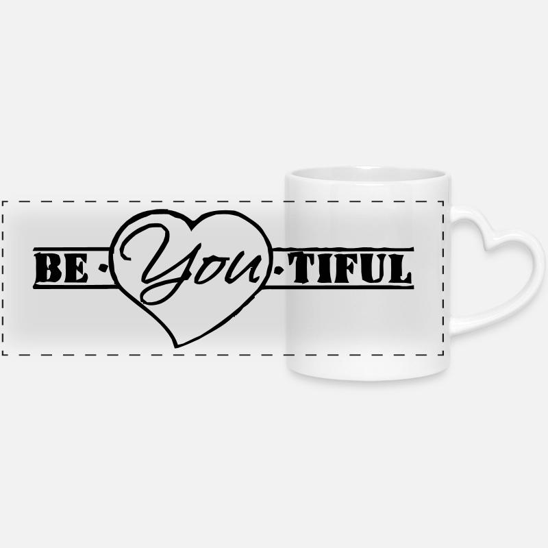 Motivation - Panoramic mug with heart handle - white