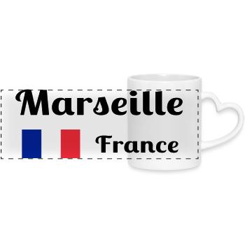 Marseille Frankreich - Stilvolle Drucke - Panoramatasse mit Herzhenkel - Weiß - Vorne