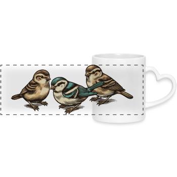 Three little birds - Panoramic mug with heart handle - white - Front