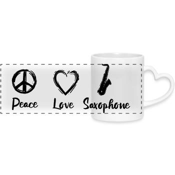 I love saxophone - Panoramic mug with heart handle - white - Front