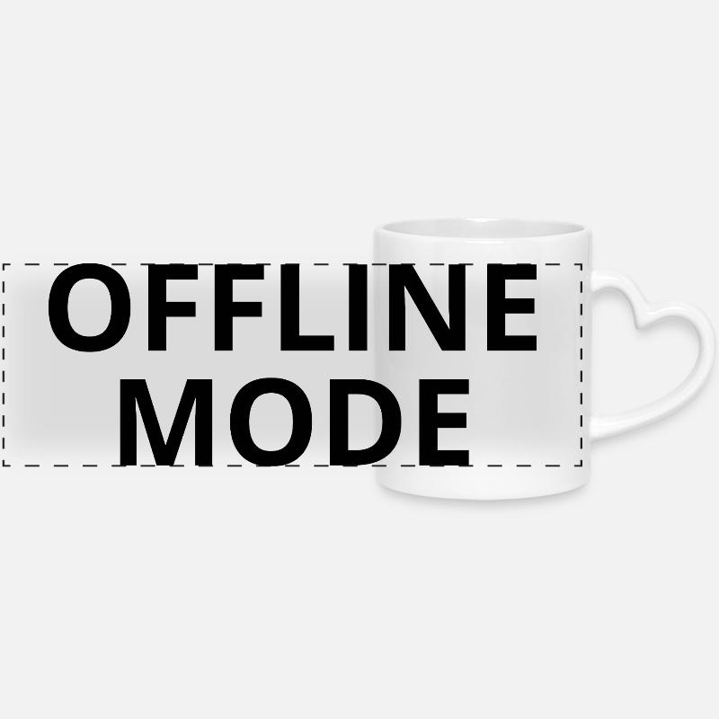 OFFLINE MODE – Minimal Unisex Sweatshirt - Panoramic mug with heart handle - white