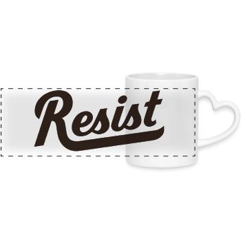 Resist lettering courageous protest - Panoramic mug with heart handle - white - Front