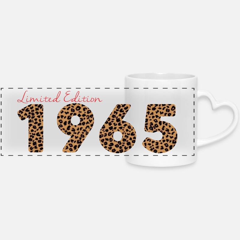 Vintage 1965, Birthday Gift, Wife Gift - Panoramic mug with heart handle - white