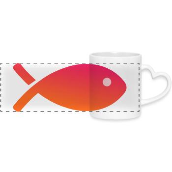 FISCH. APRILSCHERZ - Panoramatasse mit Herzhenkel - Weiß - Vorne