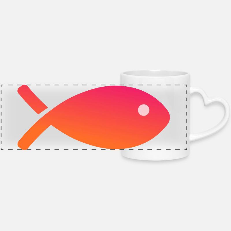 FISCH. APRILSCHERZ - Panoramatasse mit Herzhenkel - Weiß