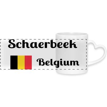Schaerbeek Belgien - Stilvolle Drucke - Panoramatasse mit Herzhenkel - Weiß - Vorne