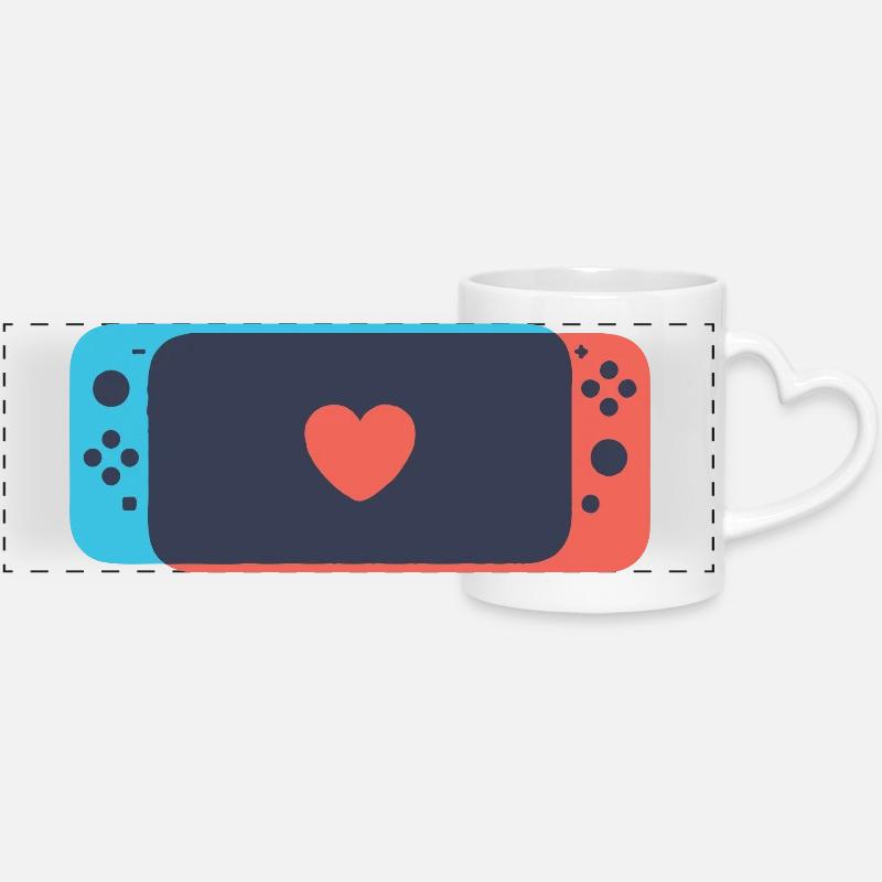Switch Love - Panoramic mug with heart handle - white