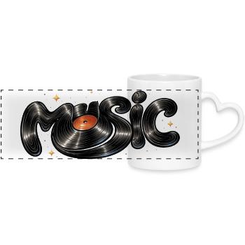 Police musicale tirée du disque vinyle - Mug panoramique avec anse en forme de cœur - blanc - Devant