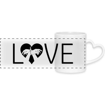 Love bondage heart handcuffed love - Panoramic mug with heart handle - white - Front