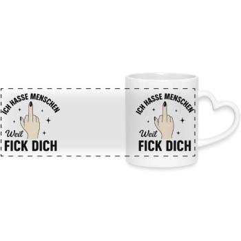ich hasse menschen - Panoramatasse mit Herzhenkel - Weiß - Vorne