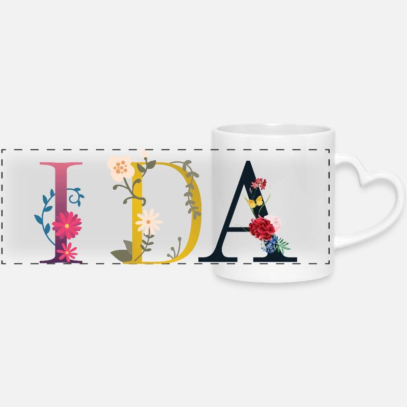 Ida - Panoramic mug with heart handle - white