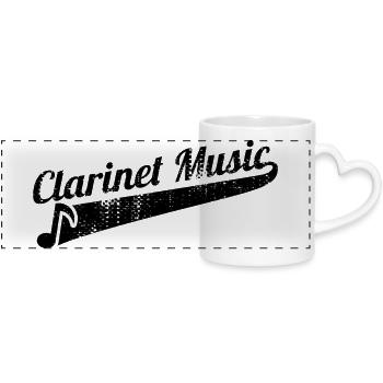 Clarinet music - Panoramic mug with heart handle - white - Front