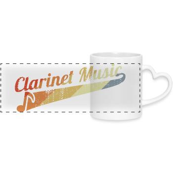 Vintage Clarinet - Panoramic mug with heart handle - white - Front