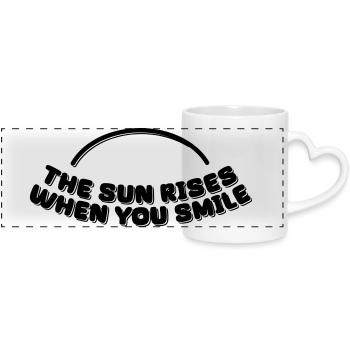 the sun rises when you smile - Panoramic mug with heart handle - white - Front